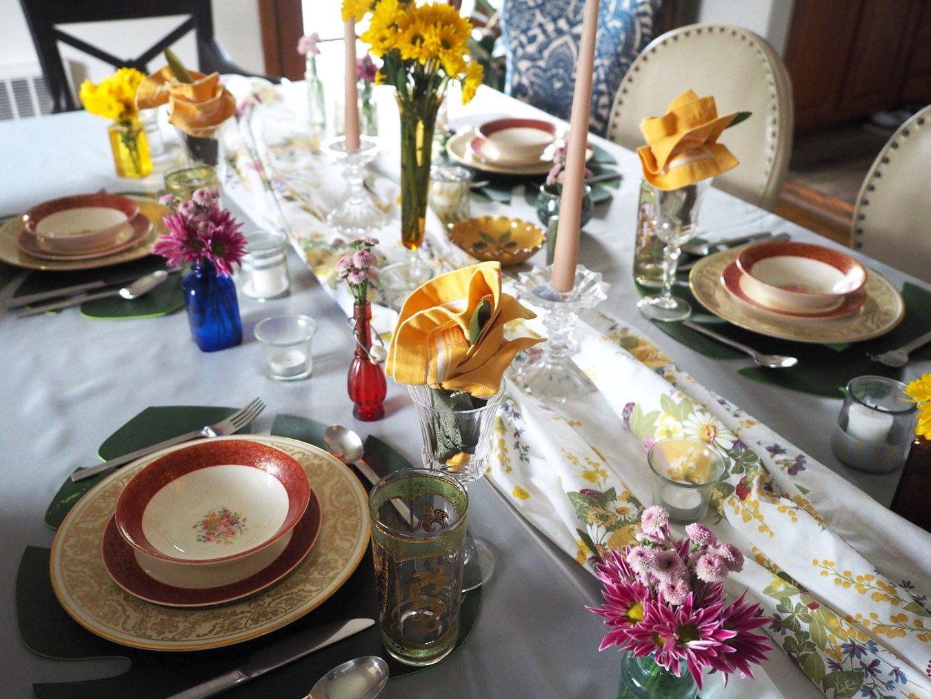 Use vibrant textiles for table runners and place settings in your Eat-In Kitchen