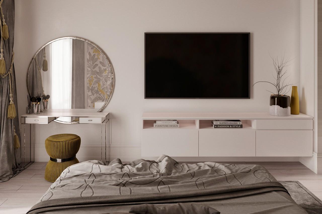 Include a wall-mounted TV for a comfy ⁤media area in ‌the bedroom