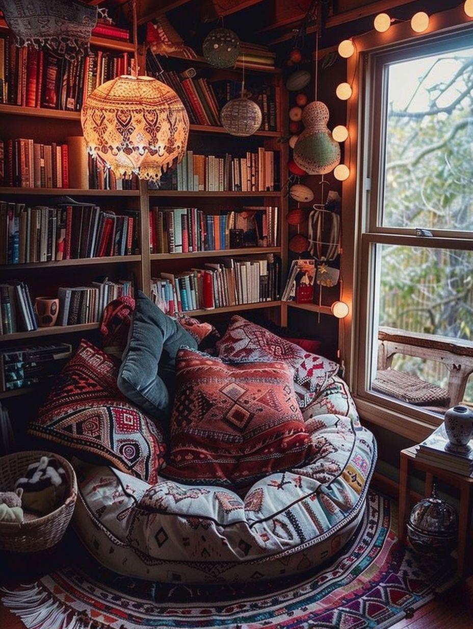 Create a cozy reading nook with a ⁣floor lamp in your Boho Living Room