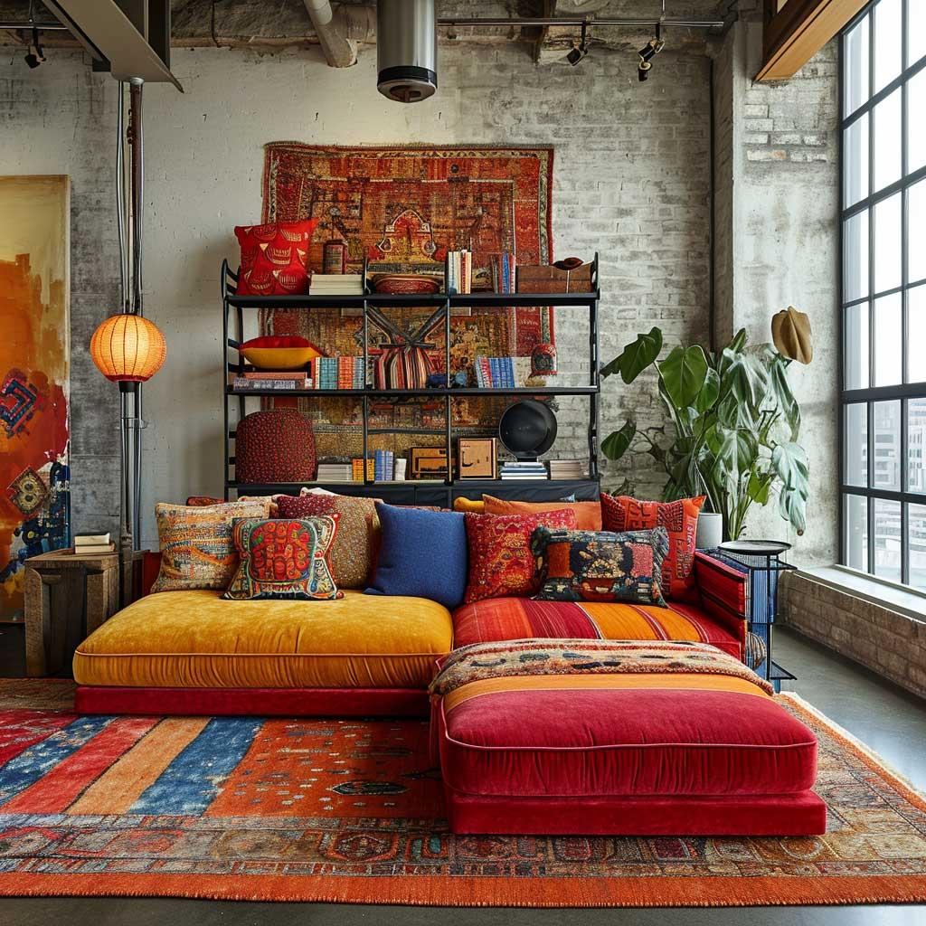 Blend⁤ different styles, like boho and industrial, in your eclectic living room