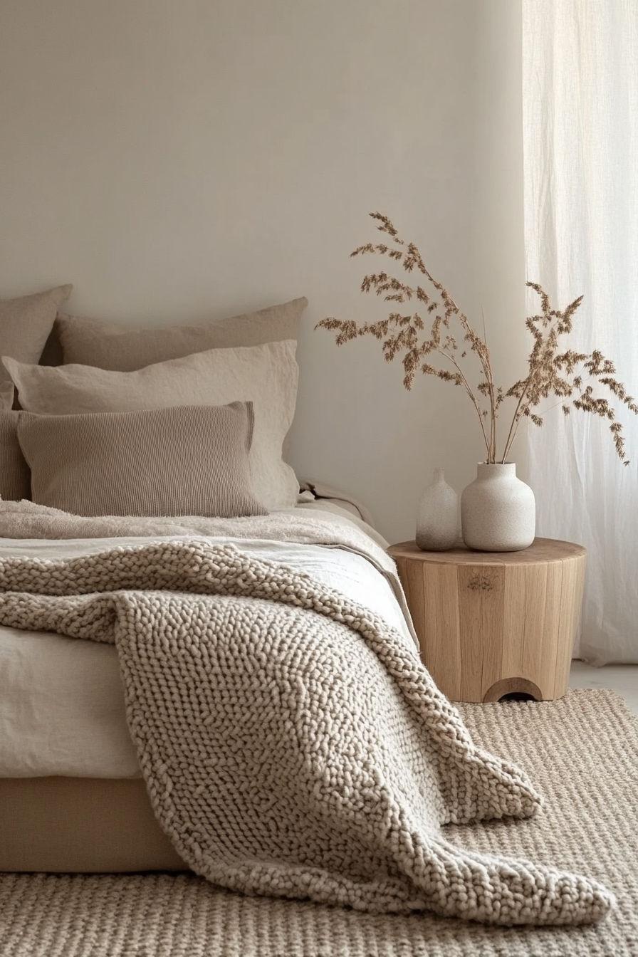 Layer soft textures for⁢ warmth ⁣in your​ minimalist bedrooms design