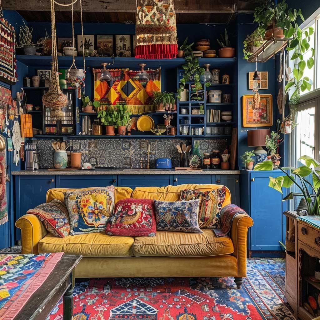 Blend ‍cultural elements, such as textiles from travels, in your eclectic living room