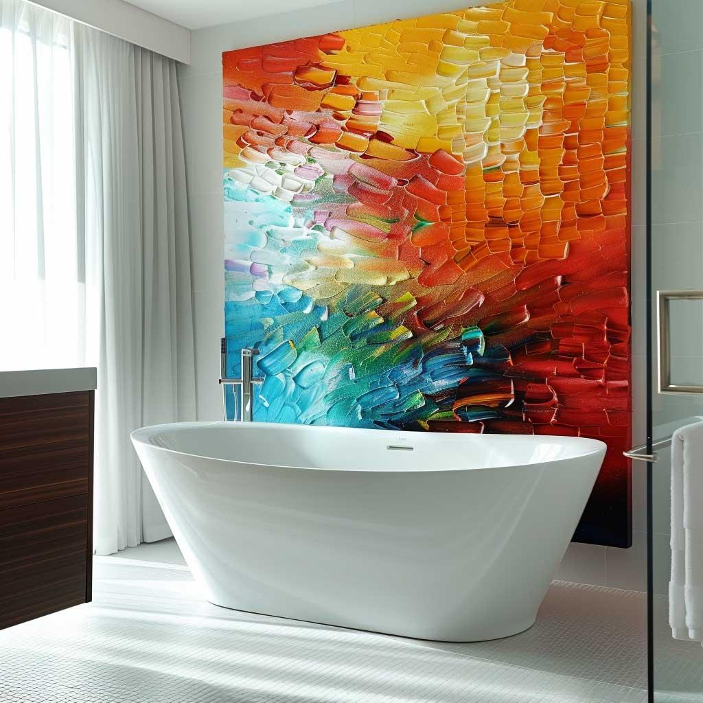 Personalized artwork reflects your style in minimalistic bathroom settings