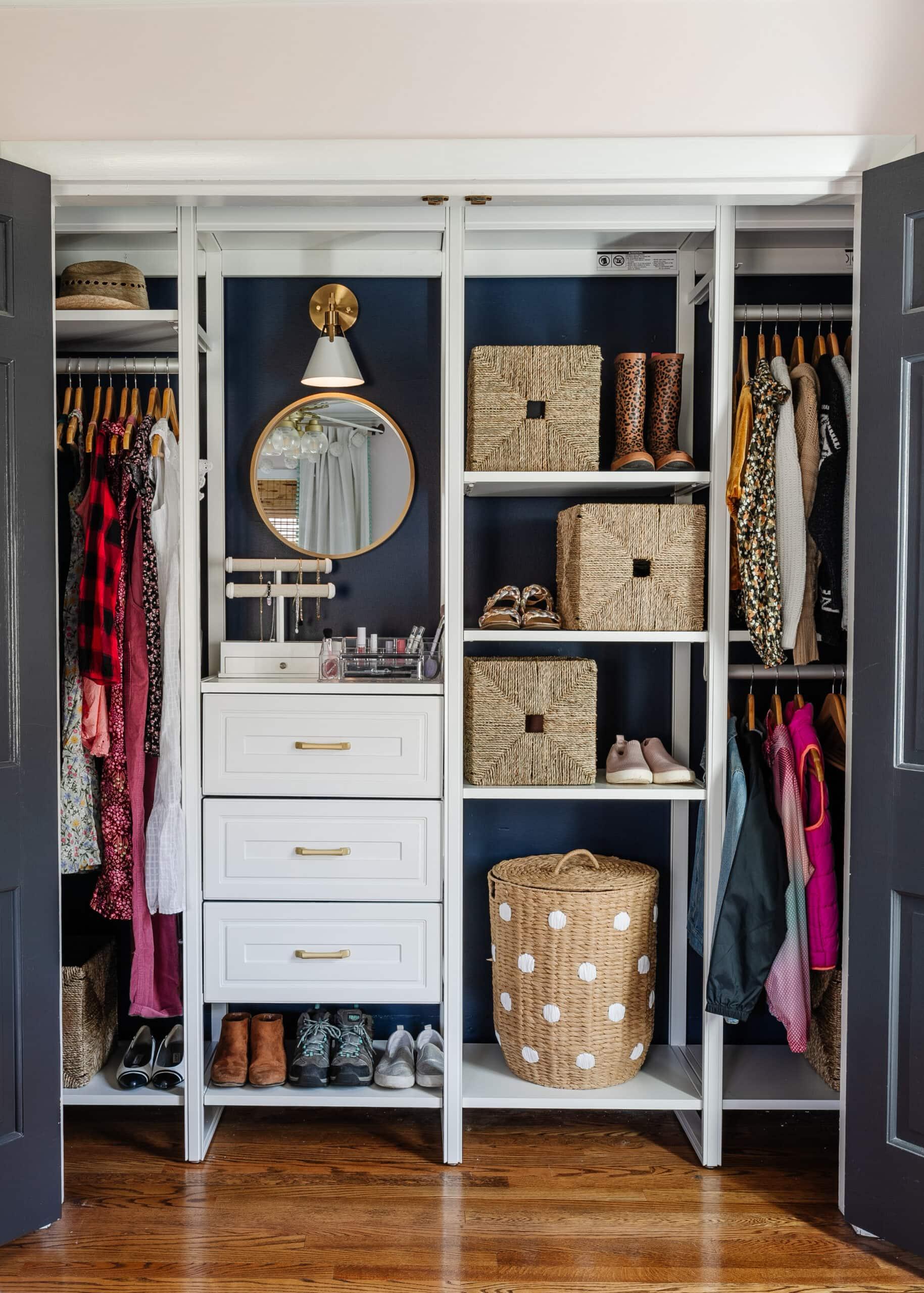 A functional closet system for stylish storage in your teen girl bedroom