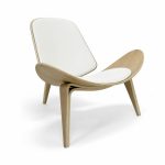 Ch07 Shell Chair - Oak / White Leather (CH9103-WhtOak-WhtLeather .