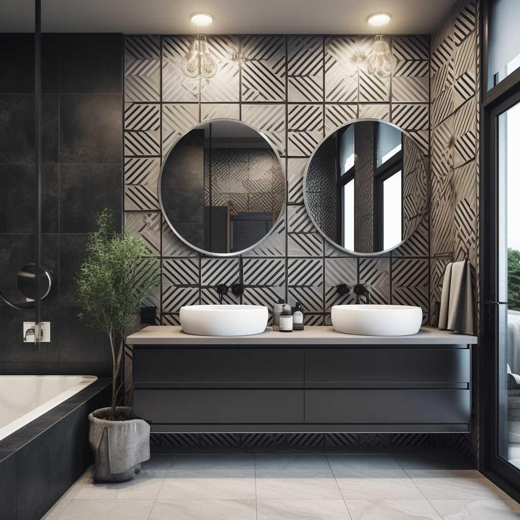 Geometric⁣ bathroom designs make bold statements with unique shapes