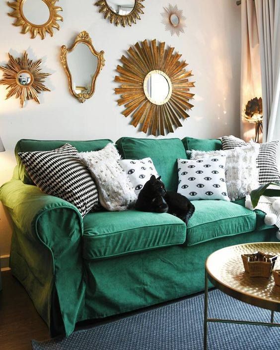 Comfort Works' Rouge Emerald velvet sofa slipcovers for IKEA .
