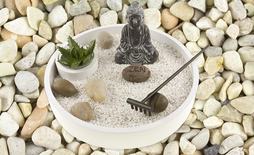 Interactive elements in a Zen Garden invite personal expression and creativity