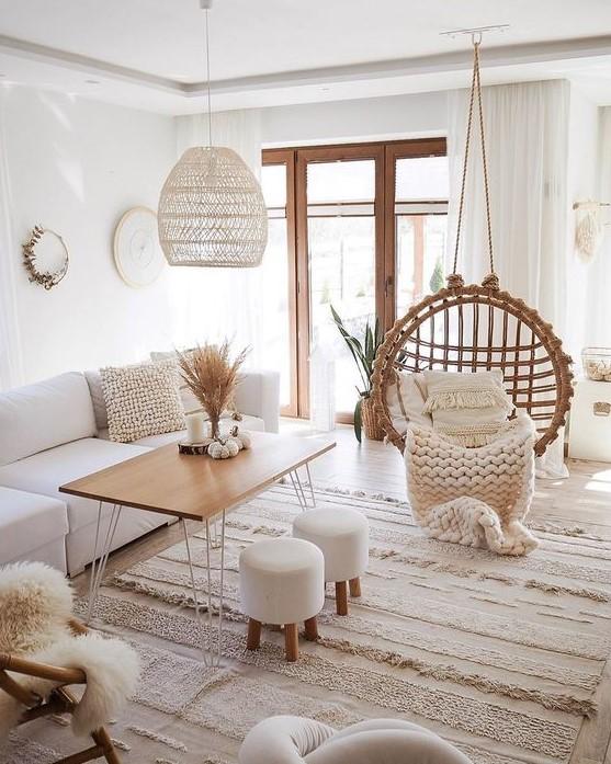 Feature a statement armchair to draw attention in your Boho Living​ Room