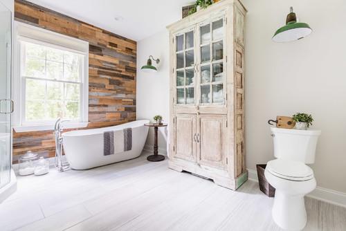 Distressed paint finishes on furniture add unique character ‌to farmhouse bathrooms