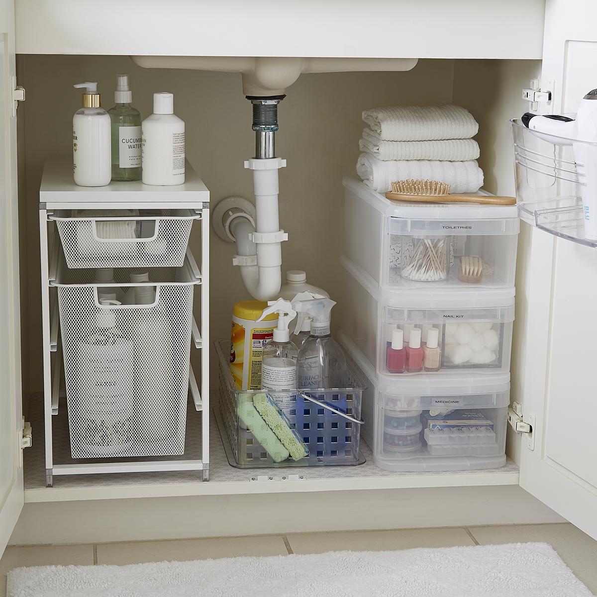 Implement under-sink organizers for‍ effective ‌storage in your narrow bathroom