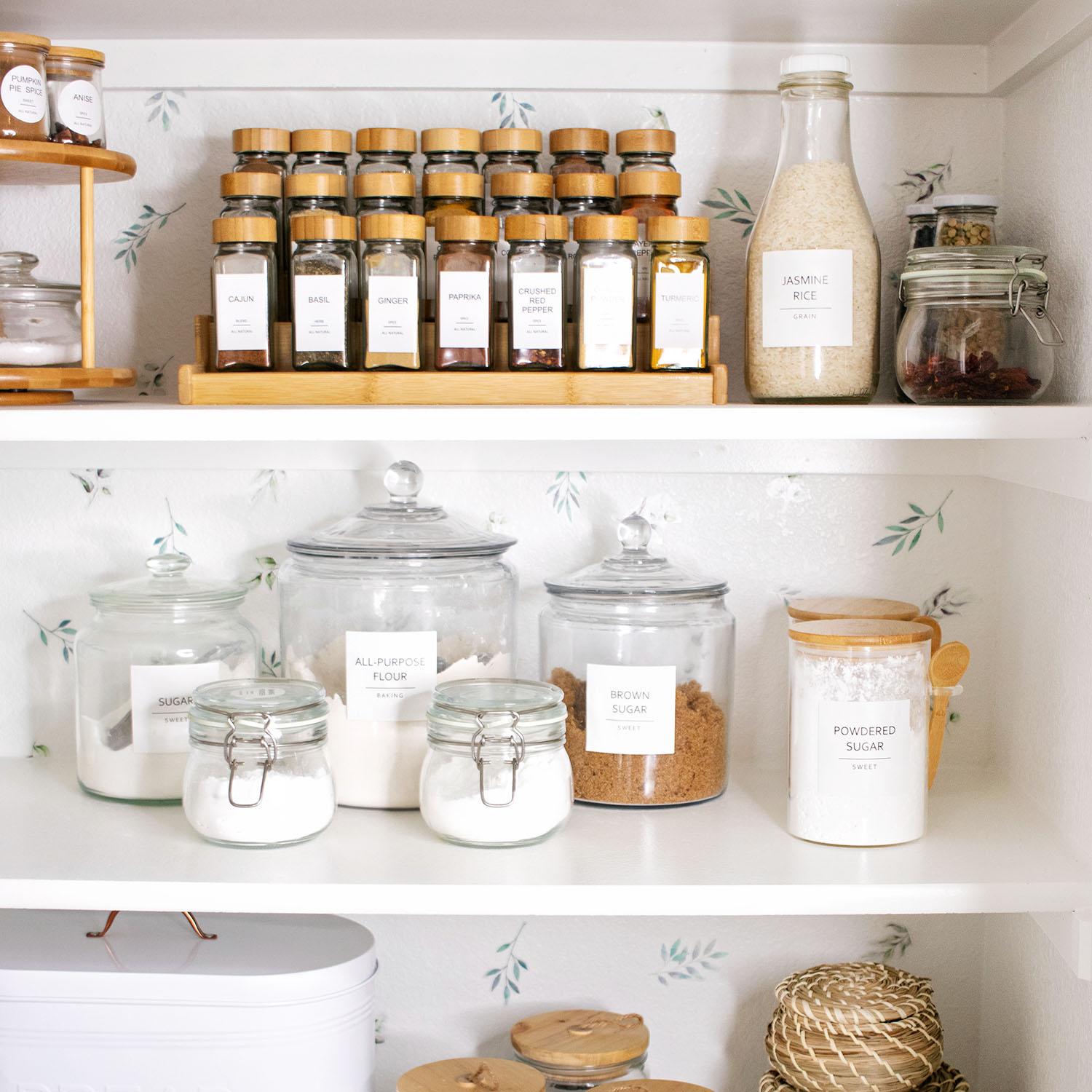 Farmhouse kitchen pantry keeps essentials organized with a touch of charm