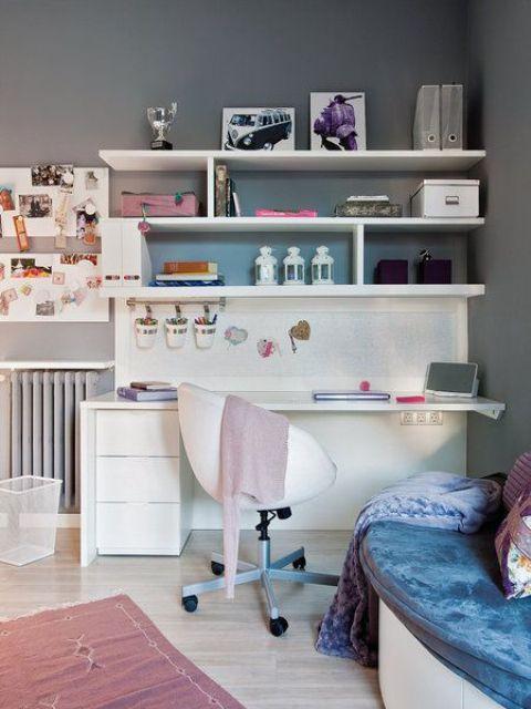 Choose versatile storage solutions to keep the teen girl bedroom organized