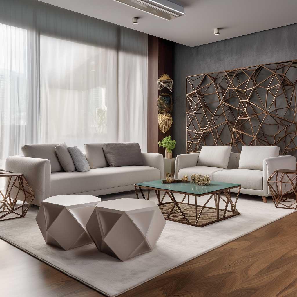 Experiment with ‌geometric ⁣shapes in furniture and decor ​for modern flair in ⁣your Living ‍Room