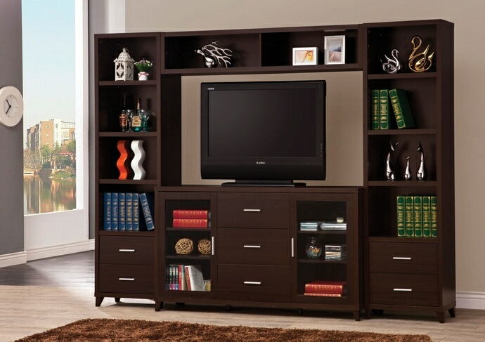 700881-82-83 4 pc Orren ellis brookins espresso finish wood tv .