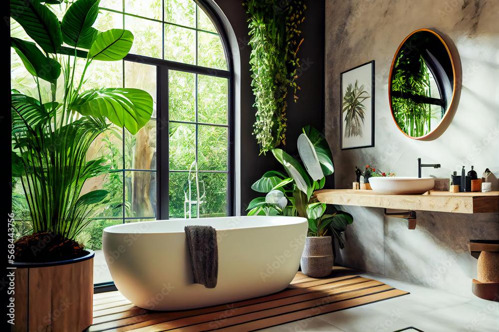 Incorporate‌ indoor plants for a fresh touch in your eclectic bathroom