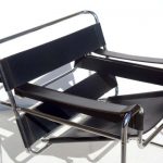 Bauhaus Black Leather Wassily Chair by Marcel Breuer for Gavina .