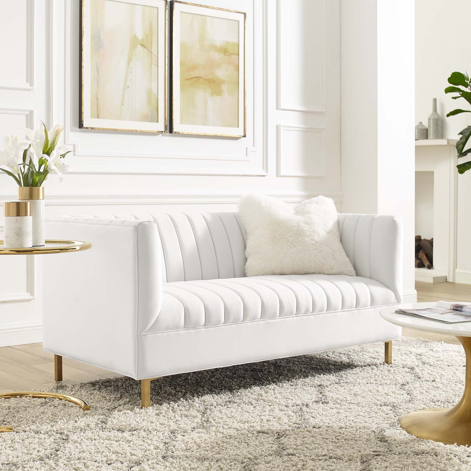 How to select white tufted loveseat
  furniture