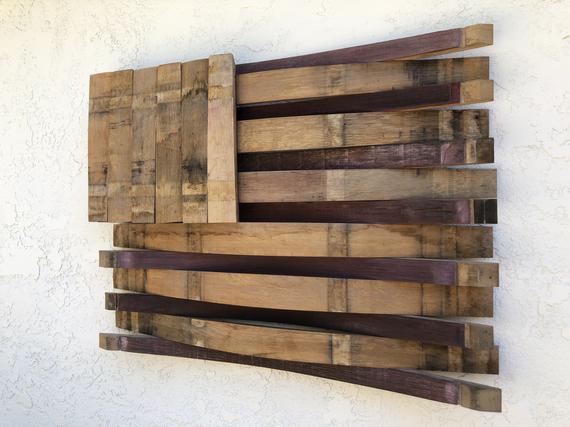 Wine Barrel Flag Wood Wall Decor Rustic Wall Art Oak | Et