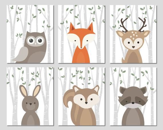 Forest Animals Nursery Art Woodland Creatures Wall Decor Baby .