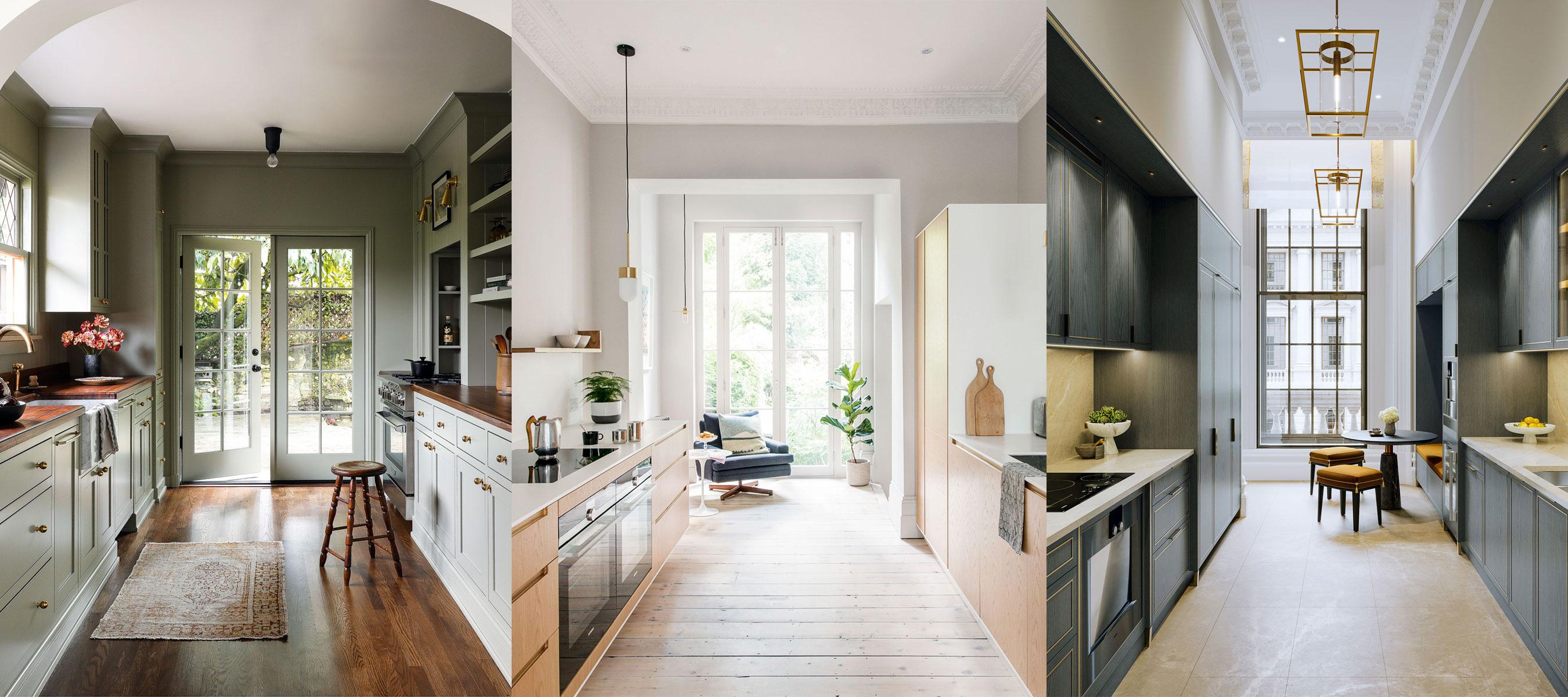 Add a tall, narrow fridge to optimize space in your Galley Kitchen